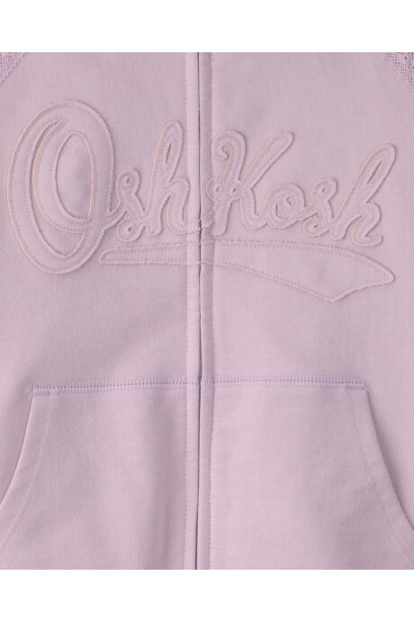 Campera de algodón, lila, con capucha y logo Sin color