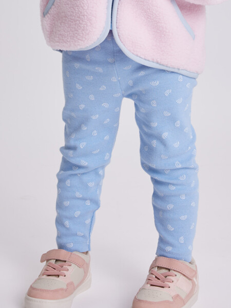 Calza rib estampada Celeste