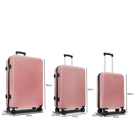 Set X3 Valijas De Viaje Rígidas 4 ruedas 20, 24 y 28 Rosa