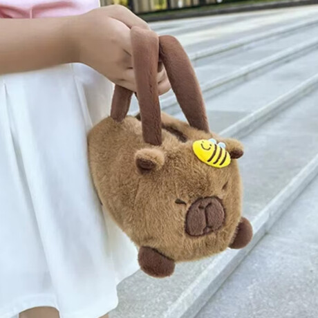 Cartera carpincho con detalle de abeja Marron