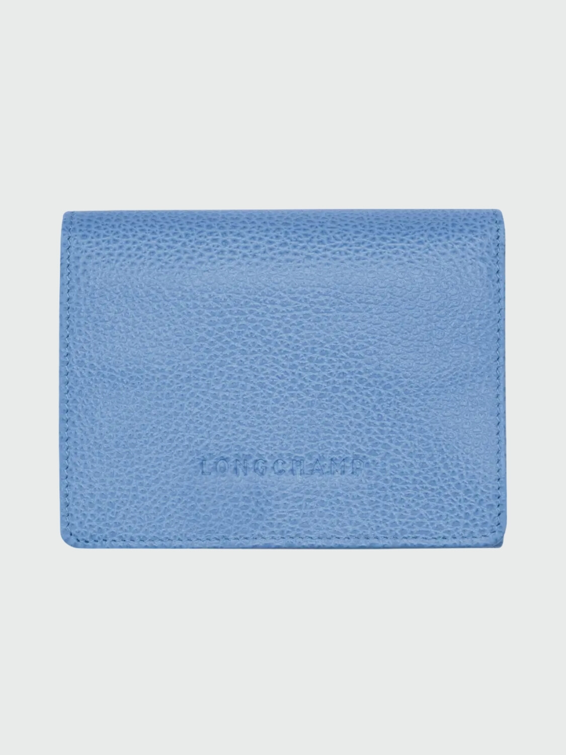 Longchamp -Billetera compacta de cuero, Le Foulonné Celeste