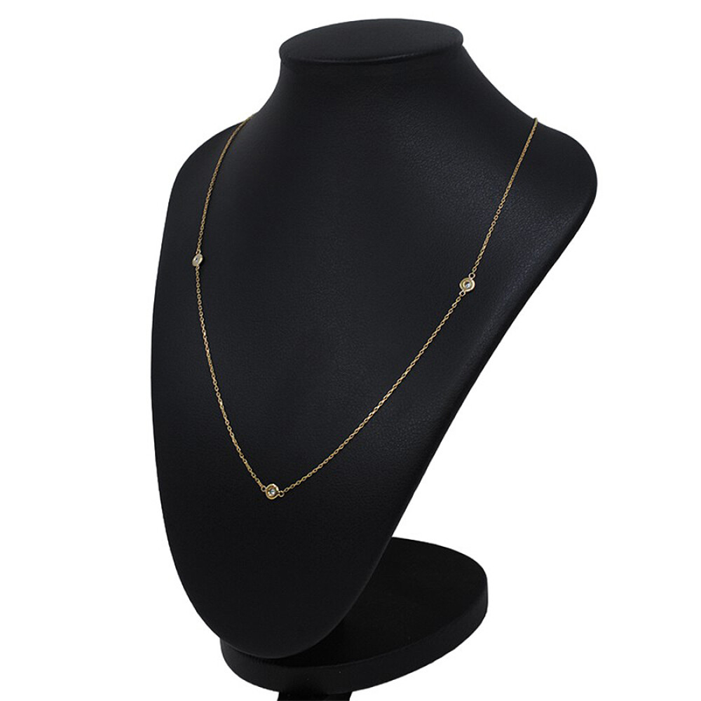 Collar En Oro 18K Con Detalle De 5 Brillantes Collar En Oro 18K Con Detalle De 5 Brillantes