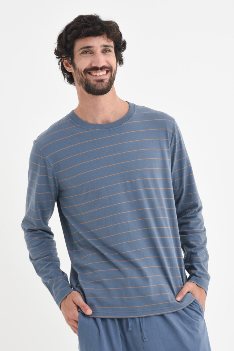 Camiseta manga larga pijama - Azul piedra 