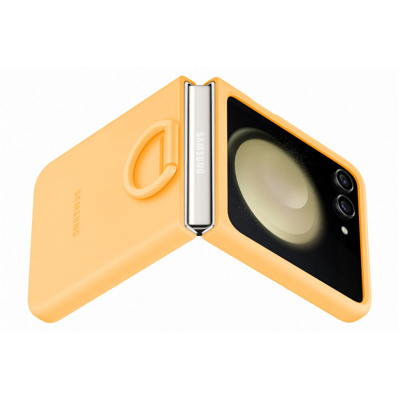 Funda Silicone Cover con Anillo para Galaxy Z Flip5 Apricot