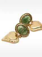 Pendientes De Corazón Con Piedra dorado
