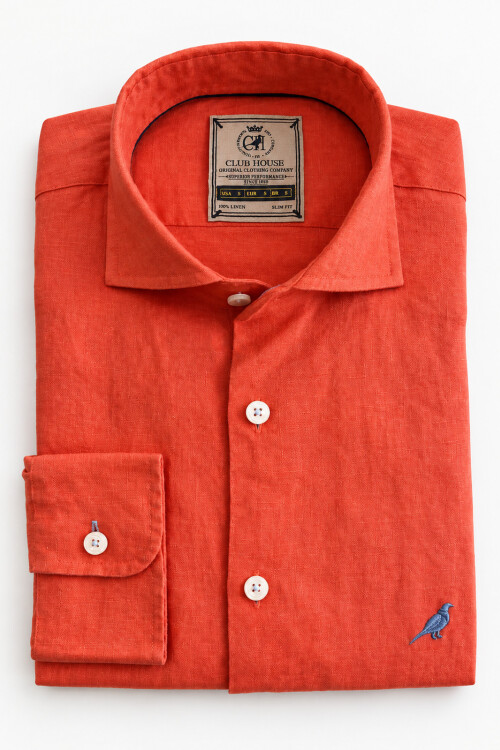 Camisa Lino Nogal Ladrillo lavado