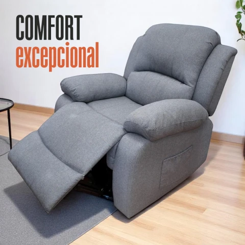 Sofá Sillón Poltrona Reclinable Masajeador Electrico Color Tela Gris Sofá Sillón Poltrona Reclinable Masajeador Electrico Color Tela Gris