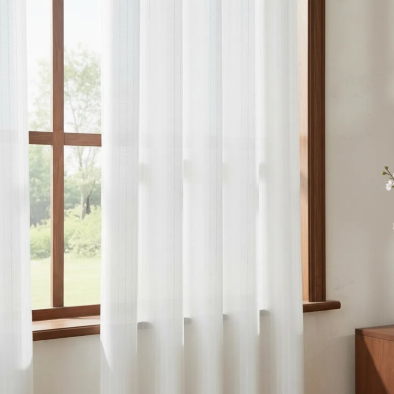 Cortina en tela Voile set 2 paños 140 x 170 cms BLANCO
