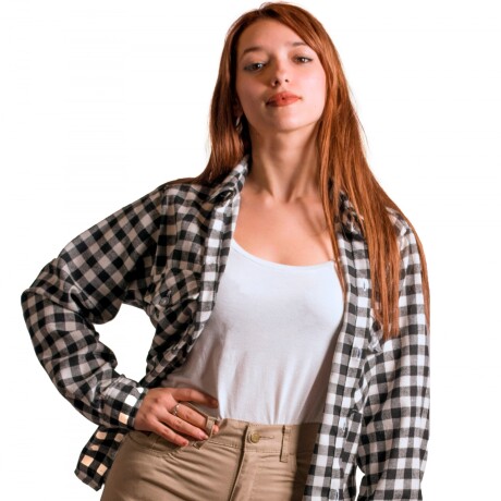 Camisa Viyela Dama blanca y negra