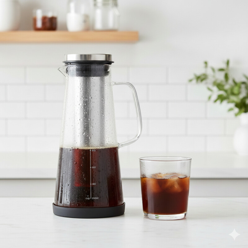 Cafetera Cold Brew de Vidrio Borosilicato 1.5L con Filtro Inoxidable Sin Color