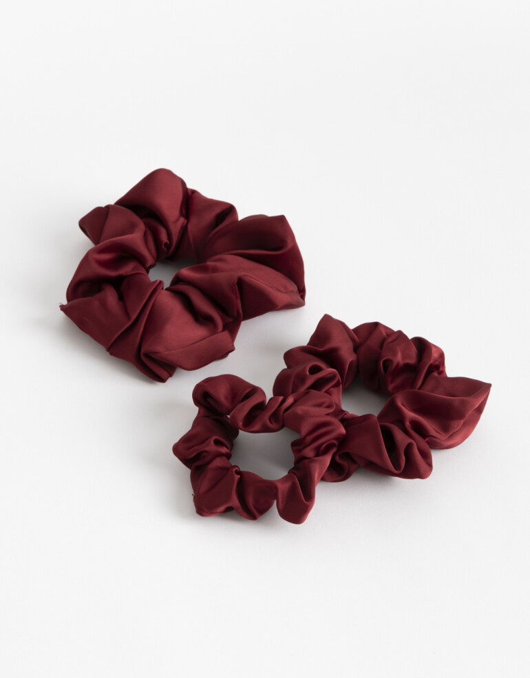 Skunzies Lisas Set De Scrunchies - Rojo Burdeaux