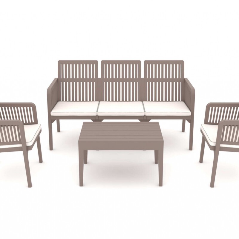 Lizbon Lounge Set: Muebles de Resina UV Resistentes para Ambientes Exteriores 3+1+1 + Mesa Capuccino Lizbon Lounge Set: Muebles de Resina UV Resistentes para Ambientes Exteriores 3+1+1 + Mesa Capuccino
