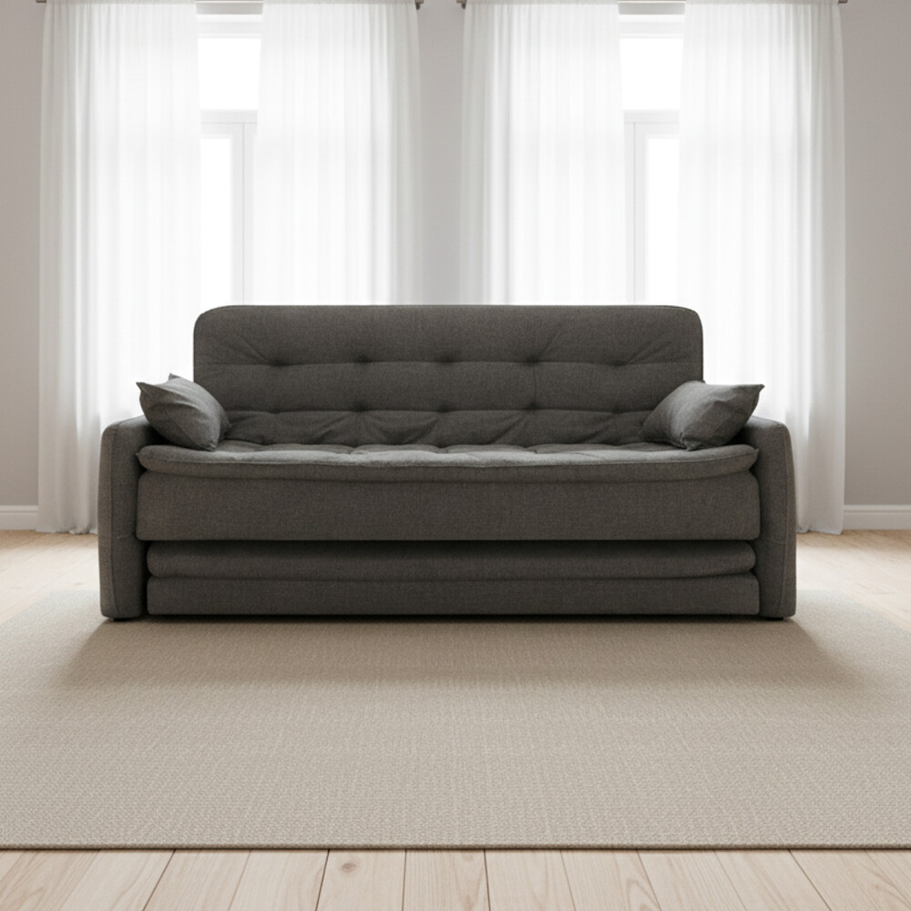 SILLÓN CAMA 3 CUERPOS TELA GRIS MADALENA GRAFITO