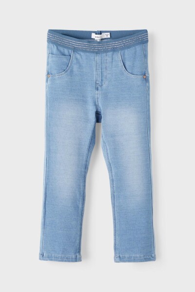 Jeans Con Pretina Elastizada Light Blue Denim