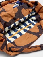 Bolso Shopper De Nylon Estampado Con Colgante naranja