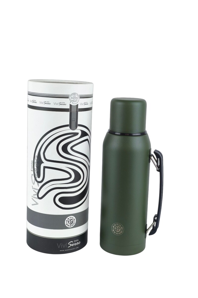 Termo de acero con manija verde