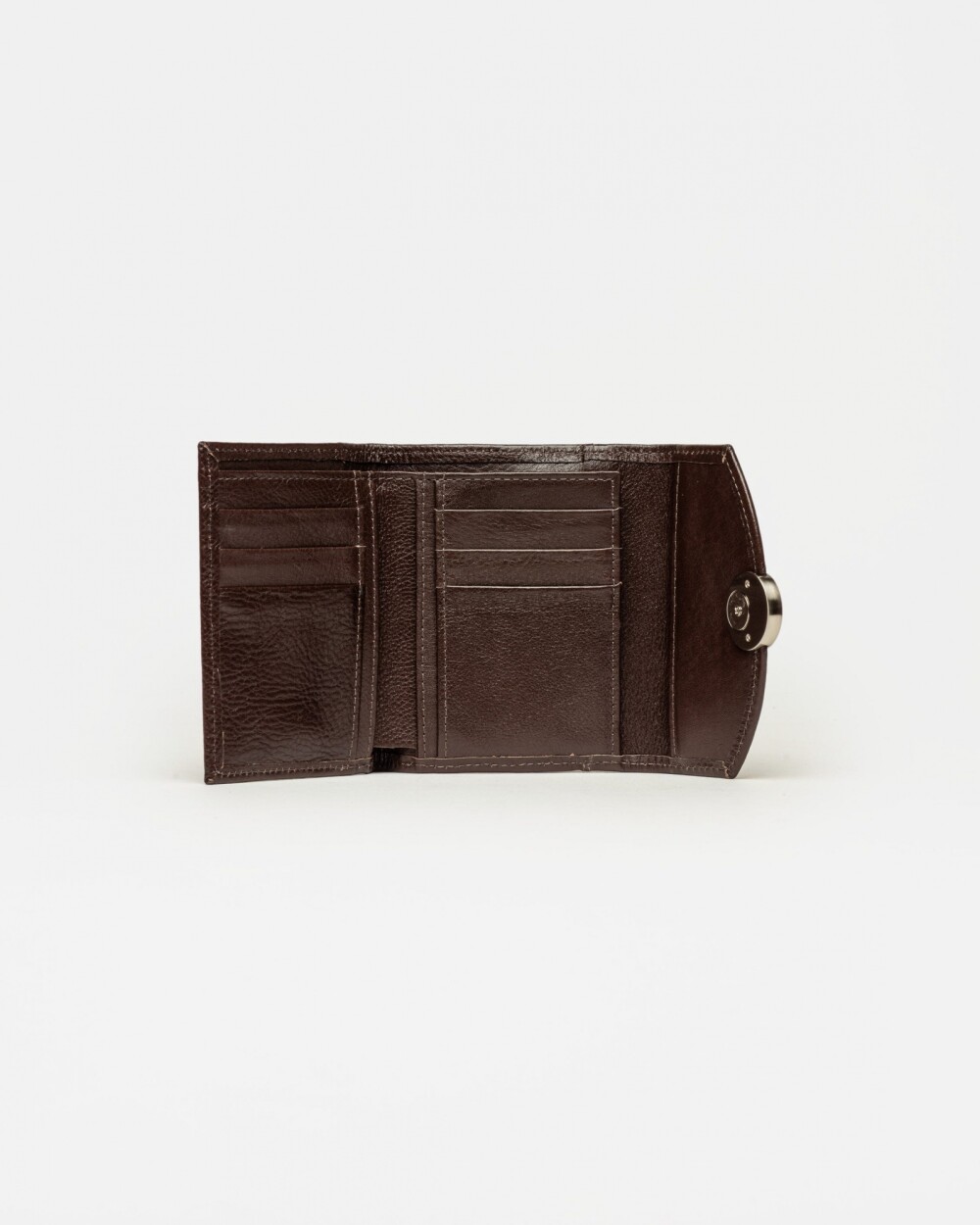 Billetera The Circle en cuero liso Marron