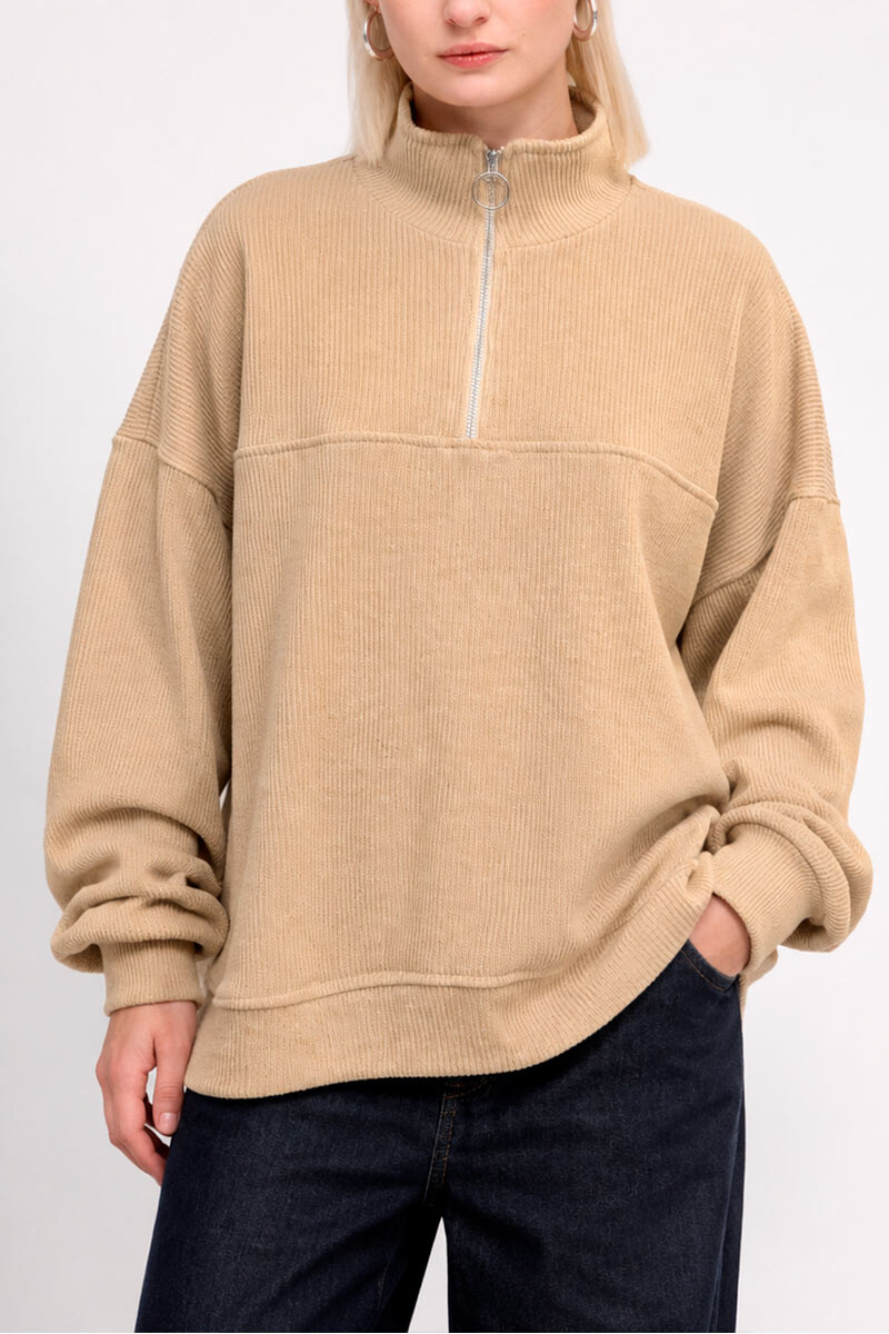 Buzo cierre over - BEIGE 