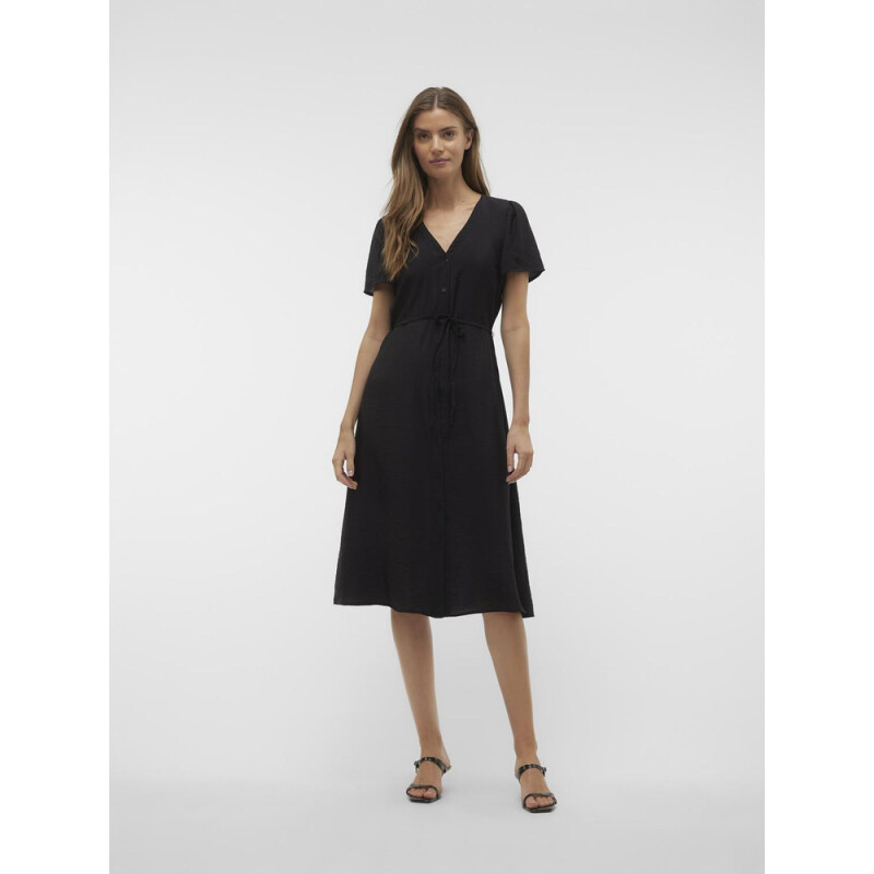 VMJOSIE SS CALF SHIRT DRESS WVN GA BLACK