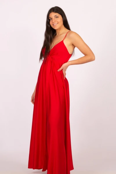 Vestido liso con tajo Rojo