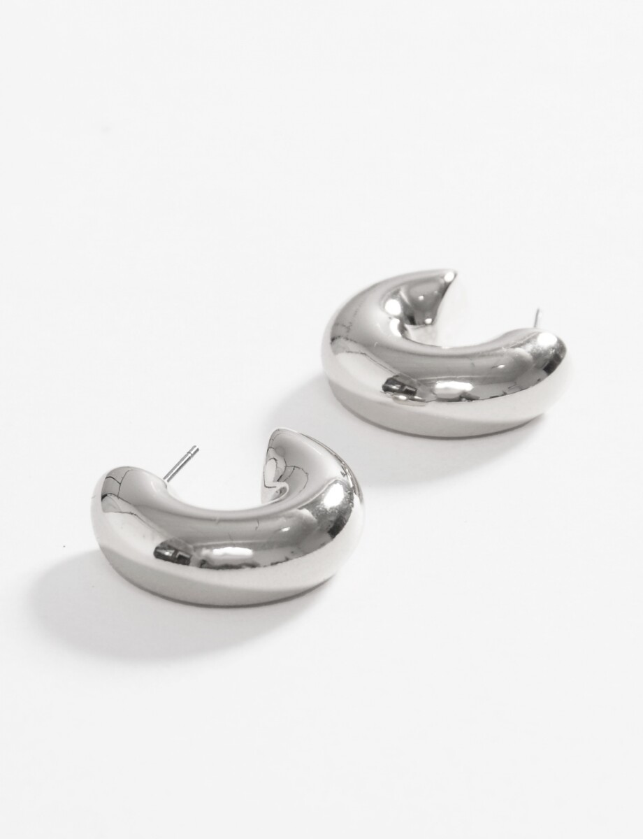 Aros gruesos pin rectangular - plateado 