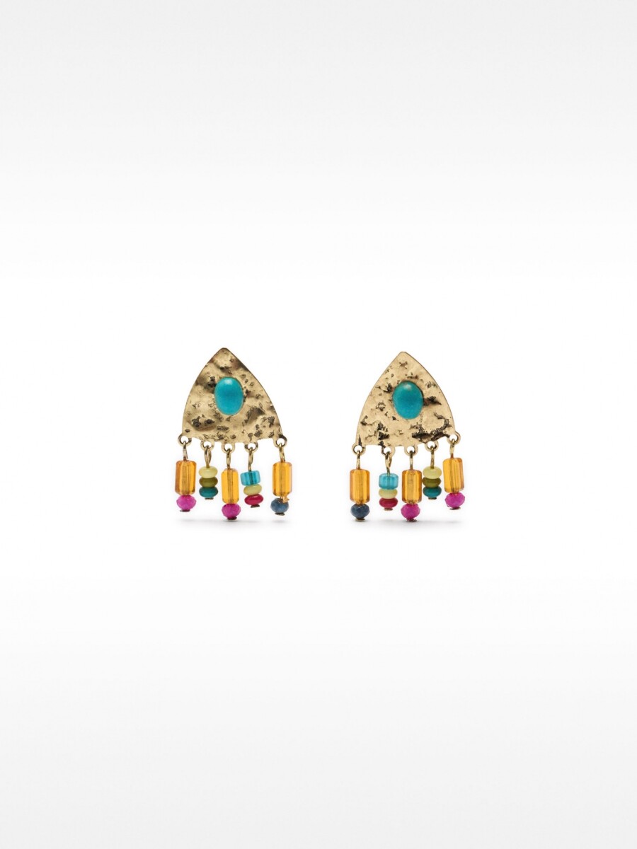 Pendientes Triangulares Con Piedra multicolor