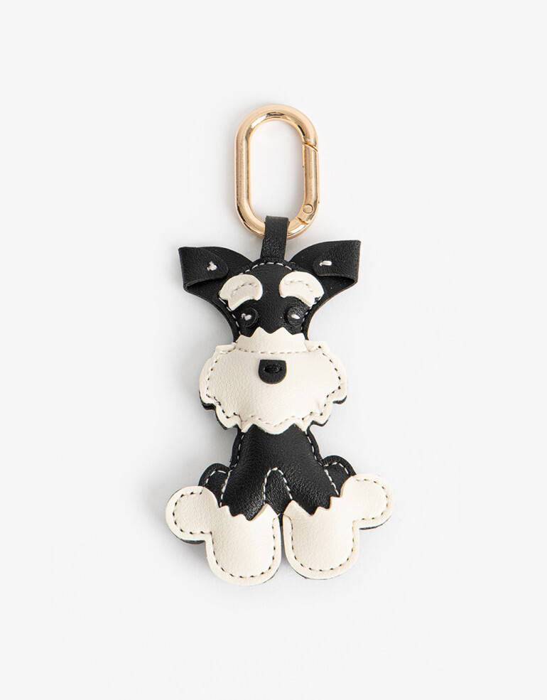 Llavero Cuero/PU Llavero Y Bag Charm De Perro - Combinacion Bicolor