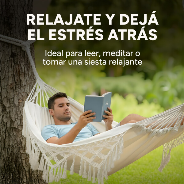 Hamaca Paraguaya Silla Colgante Reforzada Jardín Bolso + Acc Variante Color Blanco