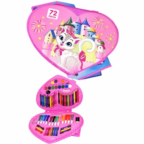 Set Maleta Escolar de Arte 72 Piezas en Forma de Corazón 001