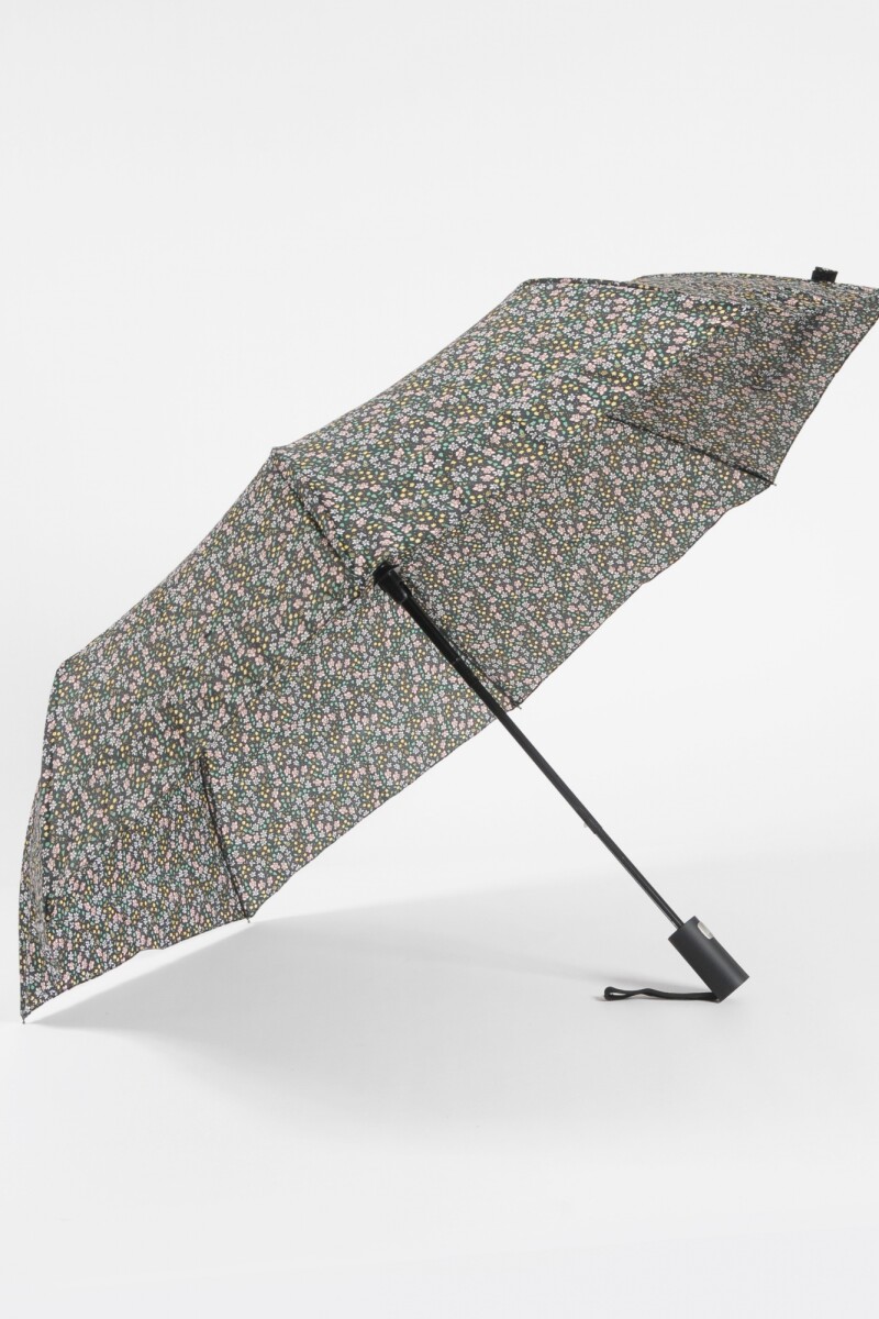Paraguas automatico estampa floral negro