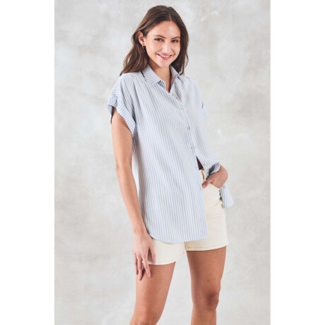 Blusa Rayada Celeste