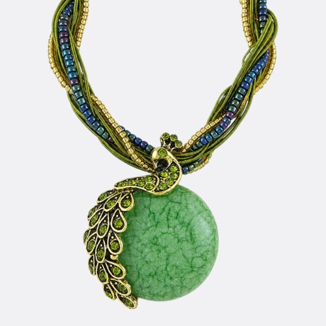 Collar Mujer Pavo Real Varios Colores Verde