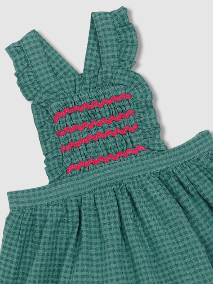 Pichi Cuadro Vichy Con Smock Verde