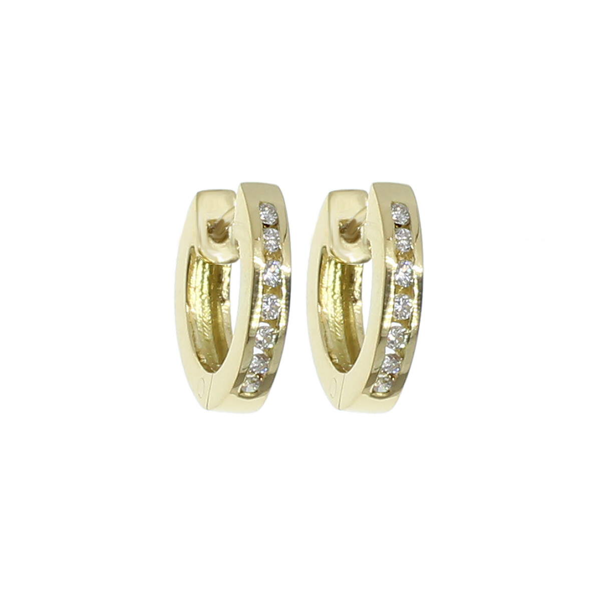 Caravanas, aros Hanna en oro amarillo 18k con brillantes 