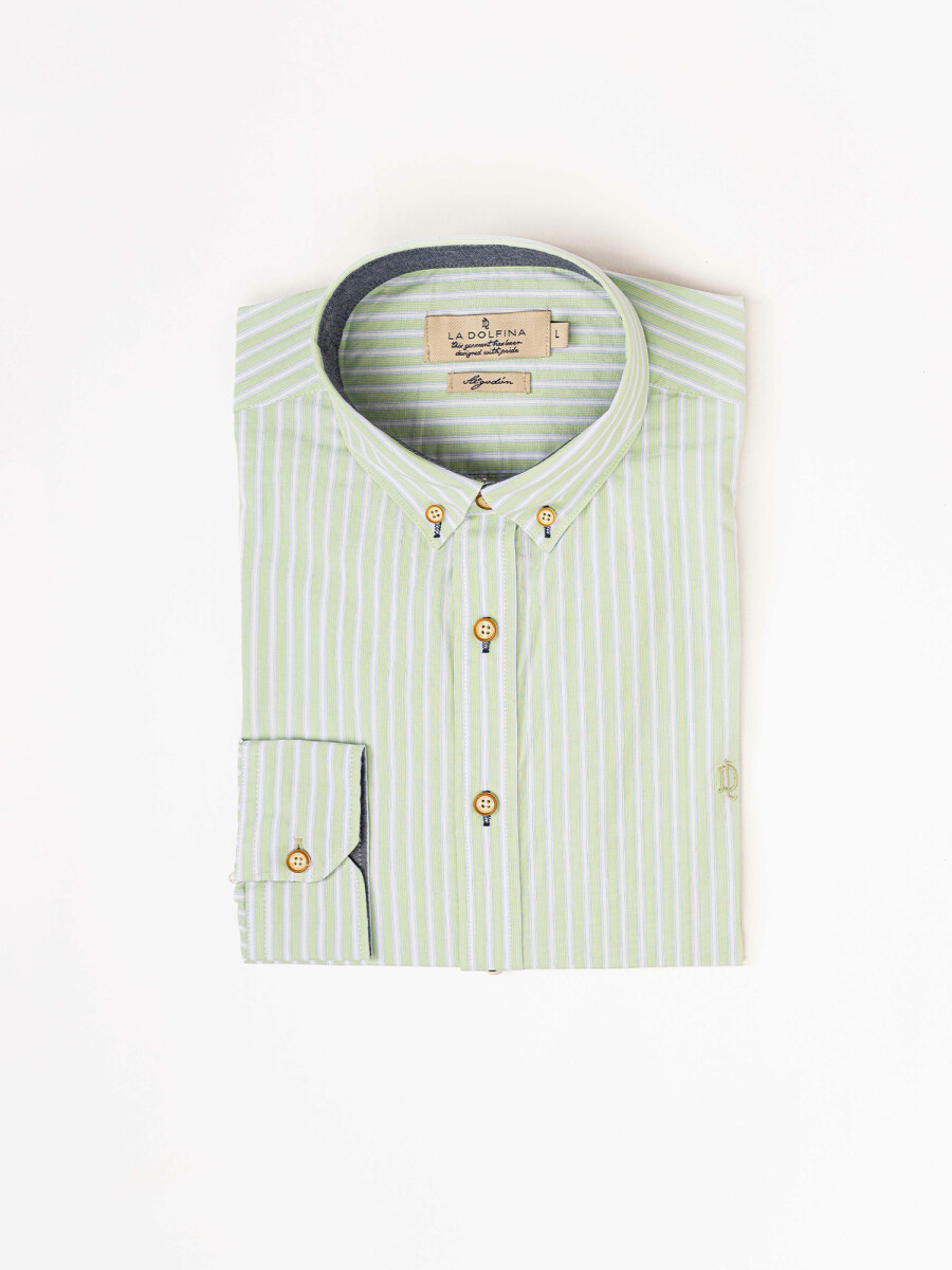 Camisa m/l cuadro-rayas - verde 