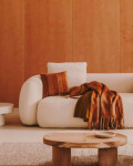 Mesa de centro Mosi con pie de madera maciza de mungur Ø 90 x 60 cm