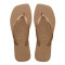 Sandalia de Mujer Havaianas Slim Square Logo Rosa - Dorado