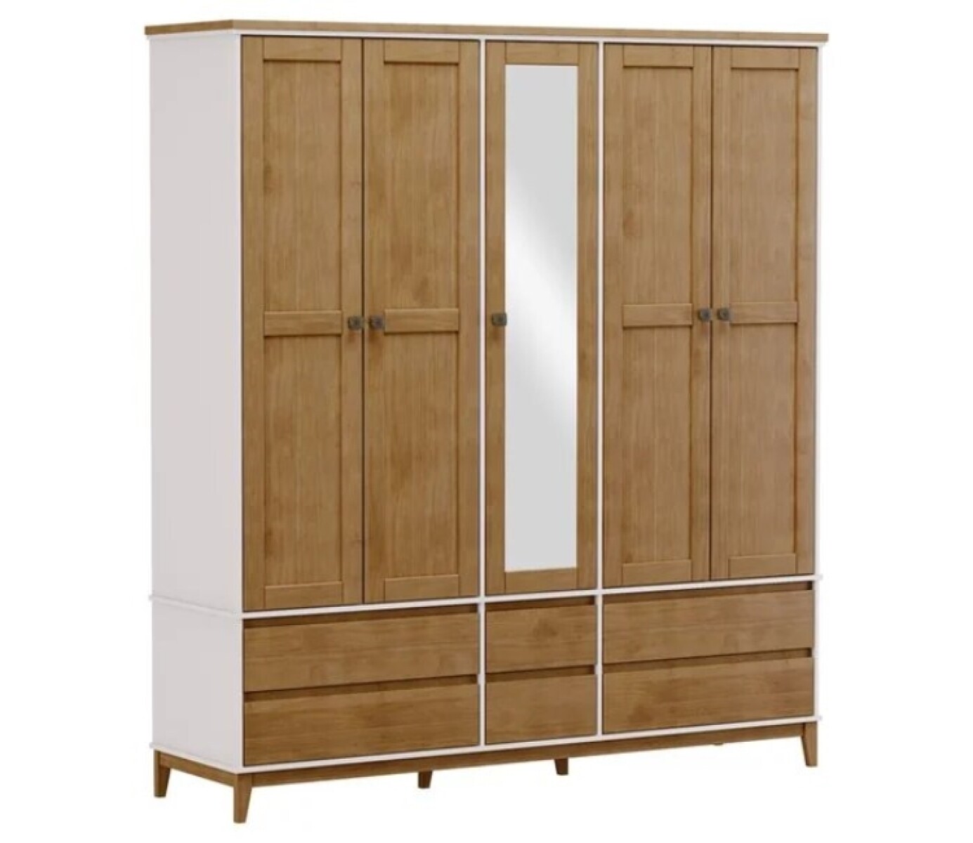 Ropero Prata 5 Puertas 6 Cajones Con Espejo 2804fw 
