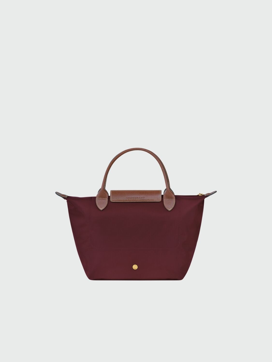 Longchamp -Cartera Longchamp plegable de nylon con cierre y asa corta, Le pliage S Bordó