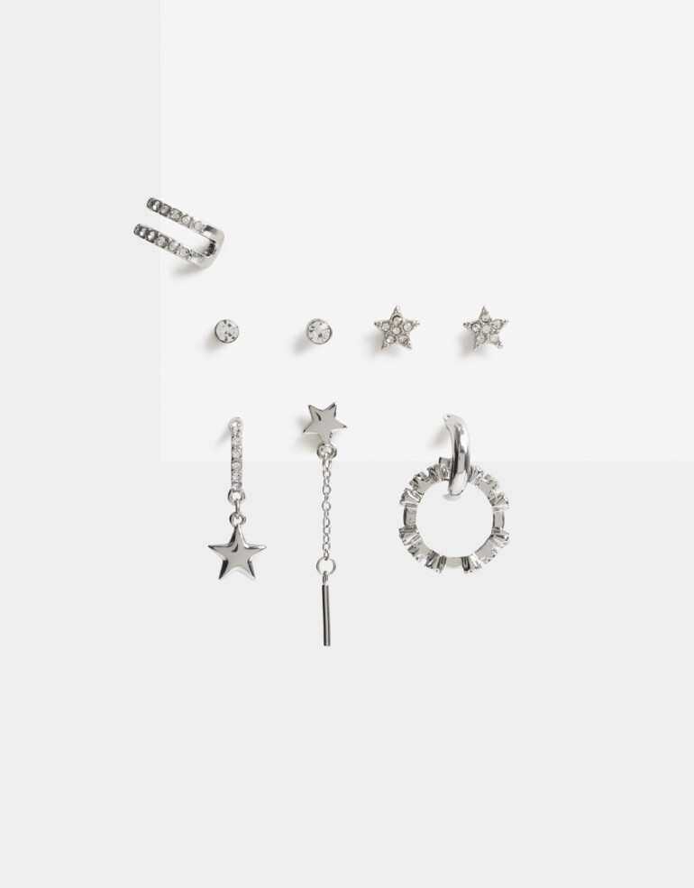 Aros Sets Strass Set De Aros Con Strass - Plateado