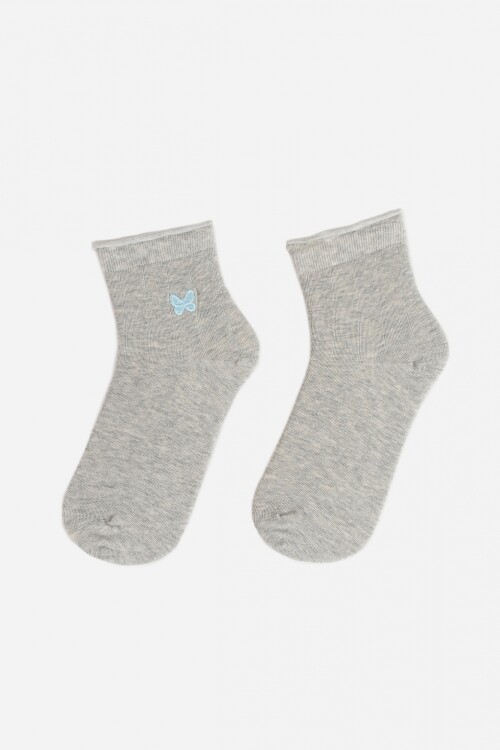 Medias mariposa bordada gris