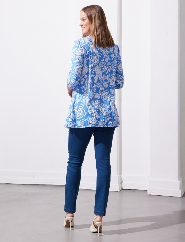Blusa Relieve Printed AZUL/BLANCO