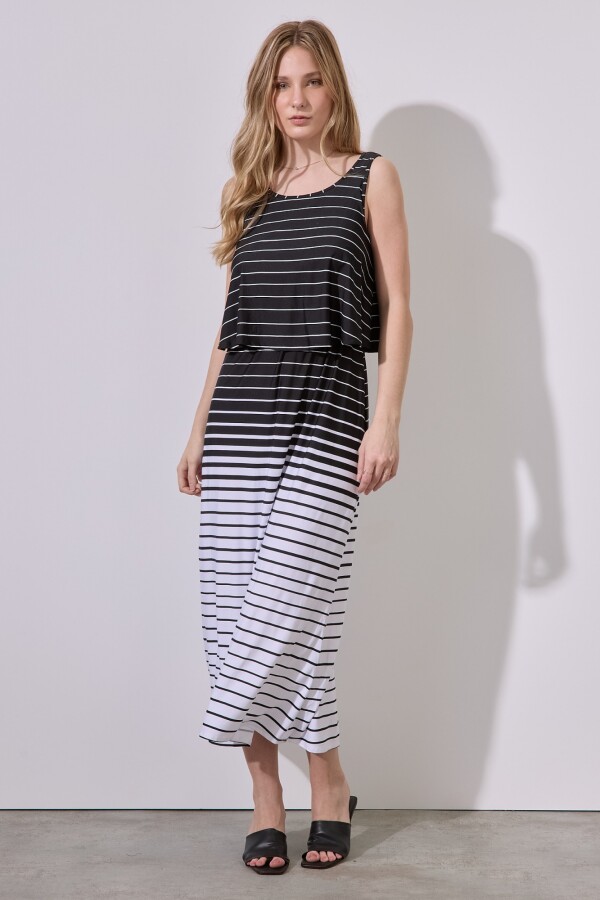 Vestido Maxi Print NEGRO/BLANCO