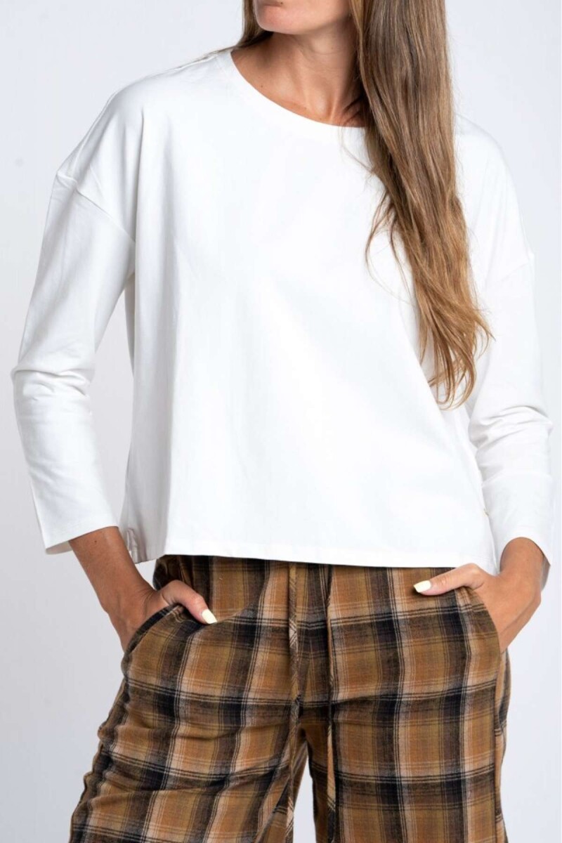 Remera Manga Larga Algodon Elastano - Nacar 