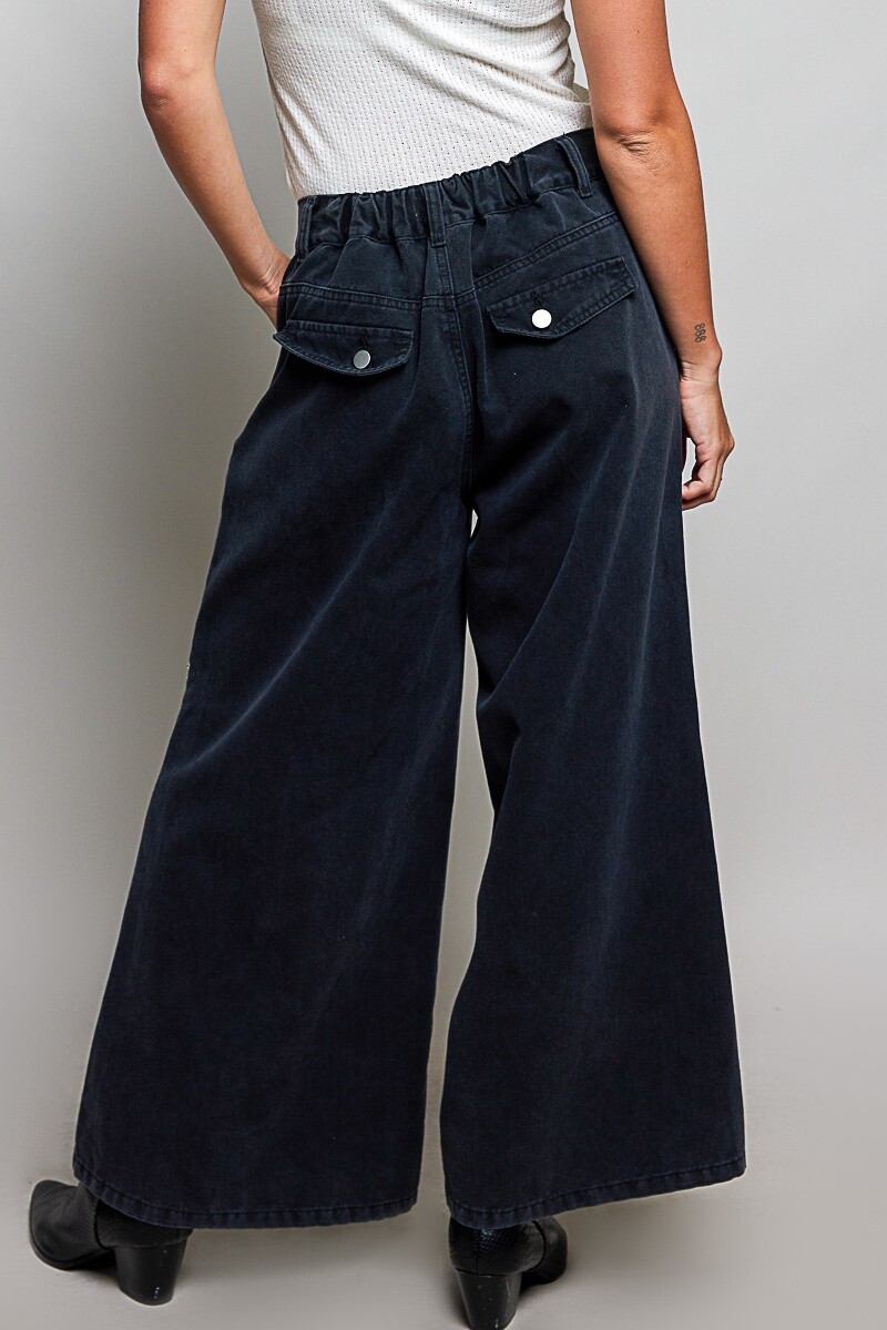 PANTALON DENIM ANCHO Negro