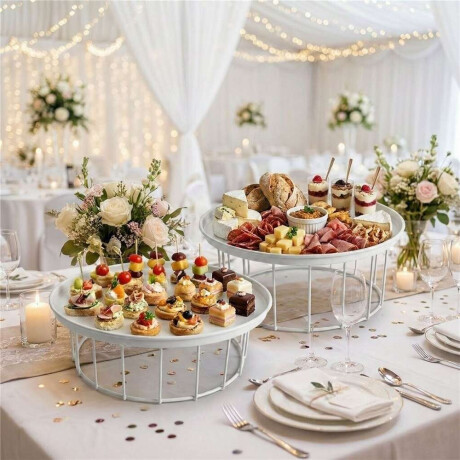 Set X2 Plato Soporte Metalico 30X9/25X9Cm Blanco