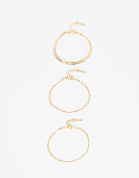 Pulseras Flexibles Sets Metal Set De Pulseras Metálicas - Dorado