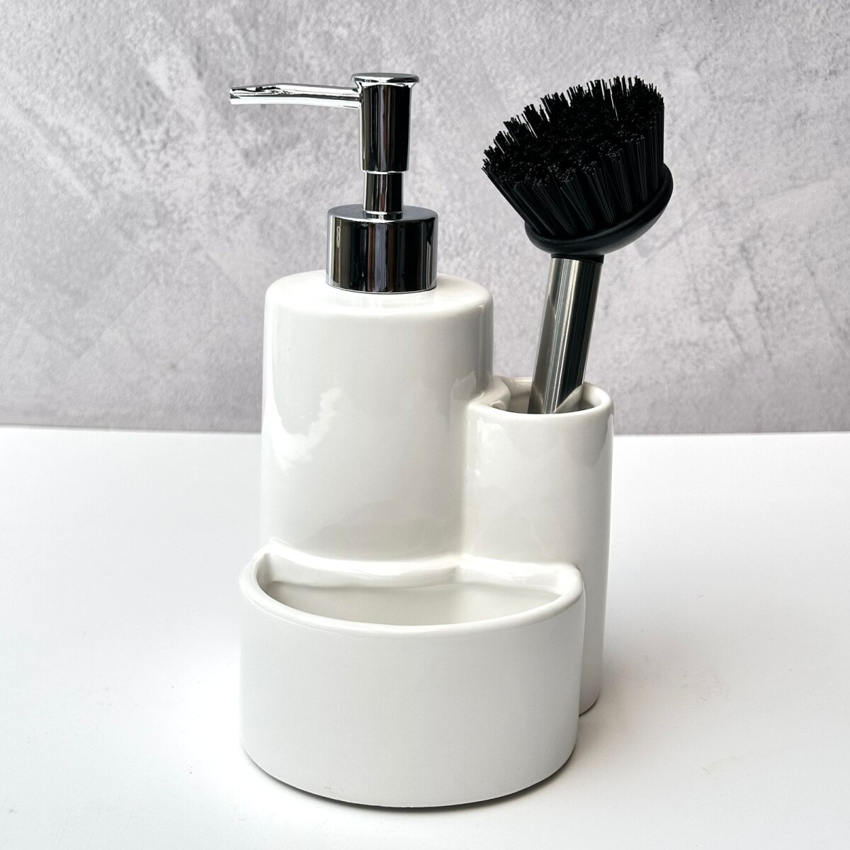 Dispensador Jabonera Para Cocina con Porta Cepillos 
