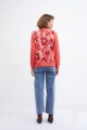 Sweater con jacquard floral coral