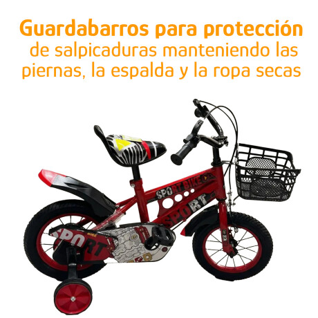 Bicicleta Infantil Rodado 16 C/Rueditas Aux Estilo Deportivo Rojo
